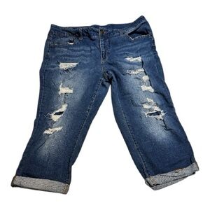 Terra & Sky Blue Distressed Cropped Jeans